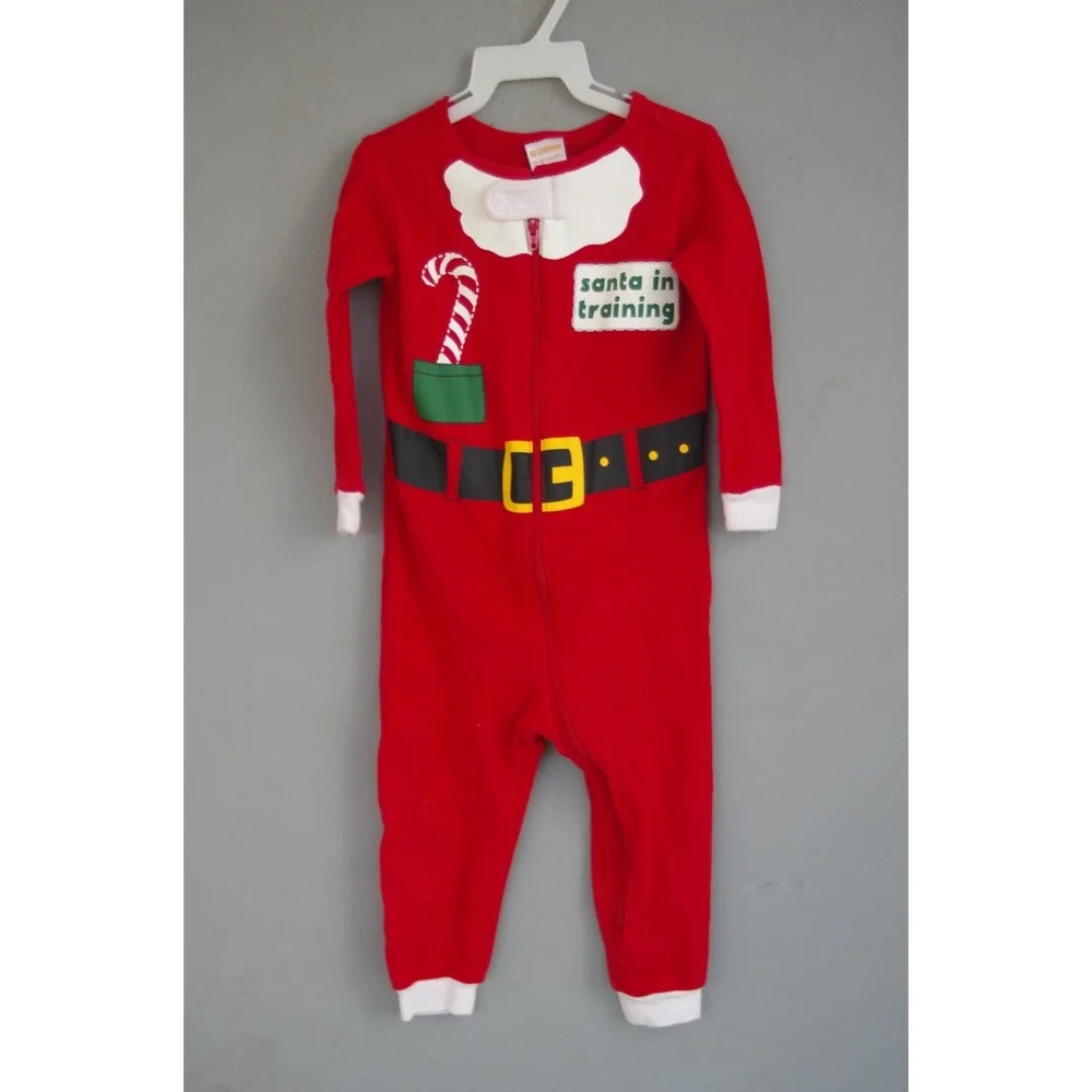 Gymboree 12-18 Months . Full Zip Pajama Sleeper Holiday  Christmas Santa EUC Red